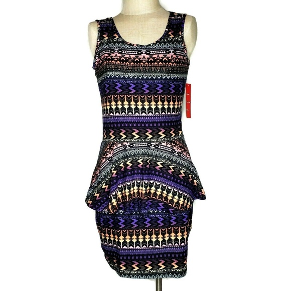 Hot Kiss Dresses & Skirts - Hot Kiss Peplum Dress Aztec Stretch Size XL